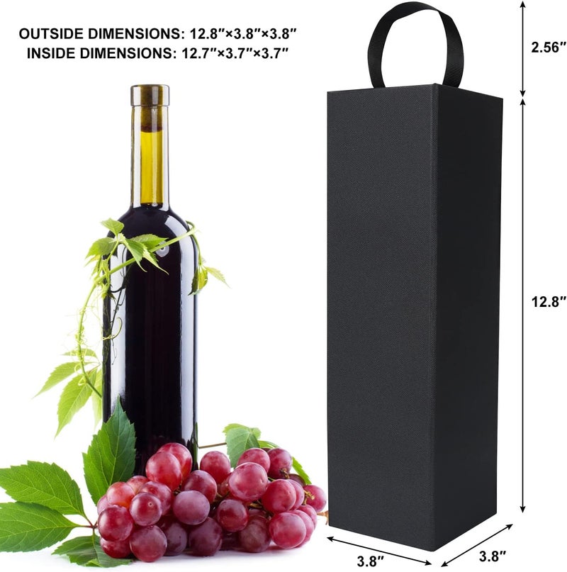 RYDDOY 5 Pack Wine Gift Box, 12.8x3.7x3.7 Inches Orange Wine Bottle Boxes With Handle for Liquor and Champagne Magnetic Closure Collapsible Gift Box for Party, Wedding, Gift Wrap, Storage - Image 2
